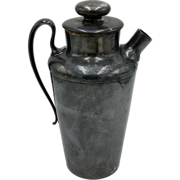 Vtg Meriden Cocktail Shaker Drink Mixer 313 Hand Hammered Silver Plated HEAVY - Picture 5 of 16